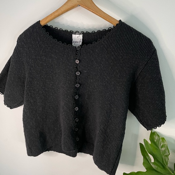 John P knit works 100% cotton made in Greece boxy cropped knit shirt - Picture 7 of 13